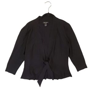 White House Black Market Women's Black‎  Tie Front Cardigan 3/4 Sweater Large
